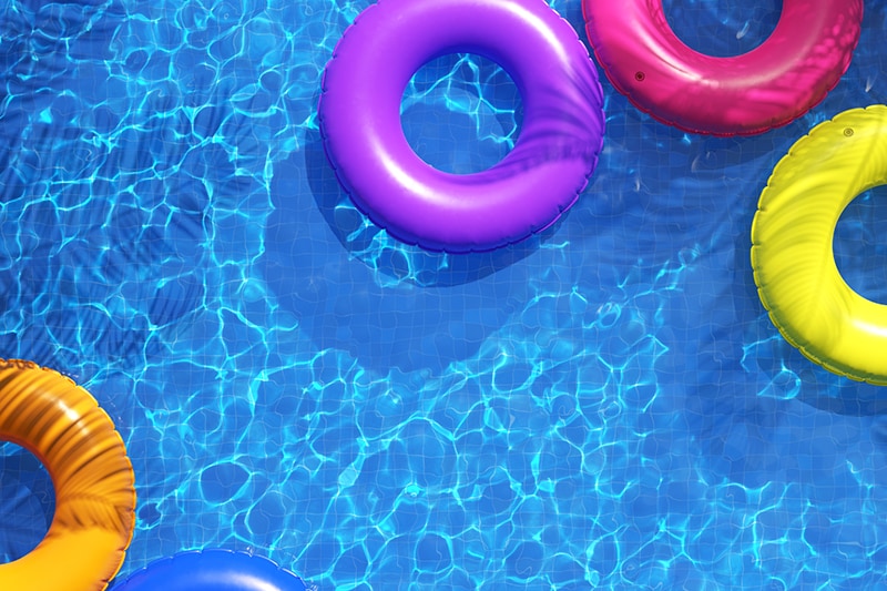 Inflatable floaties inside a pool